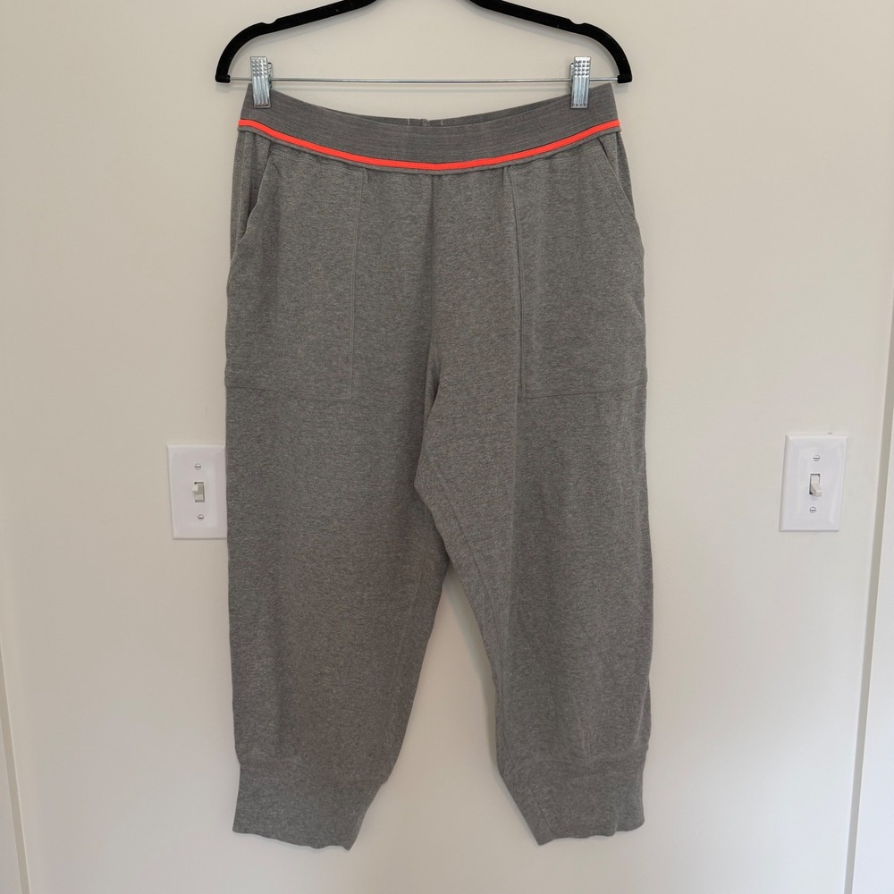 FP Movement Womens Heather Gray Neon Orange Stripe Cropped Jogger Pants Size M